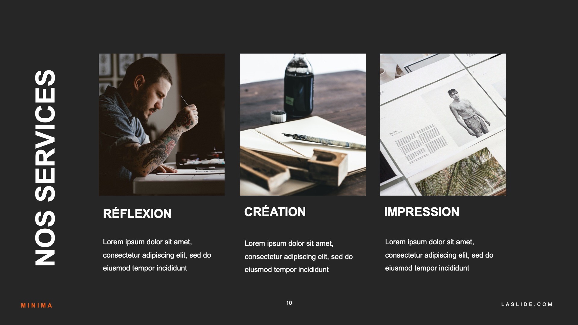 Slide modèle template services