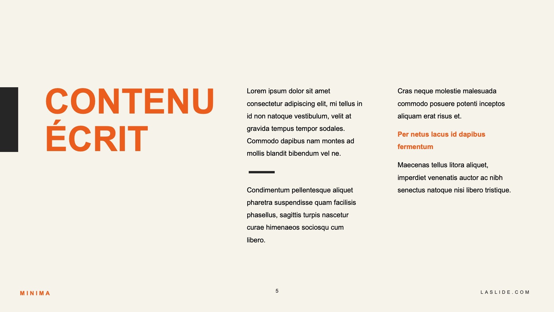 Slide template texte